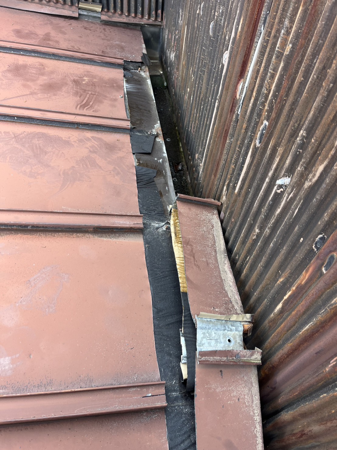 折板屋根材の仮伏せ